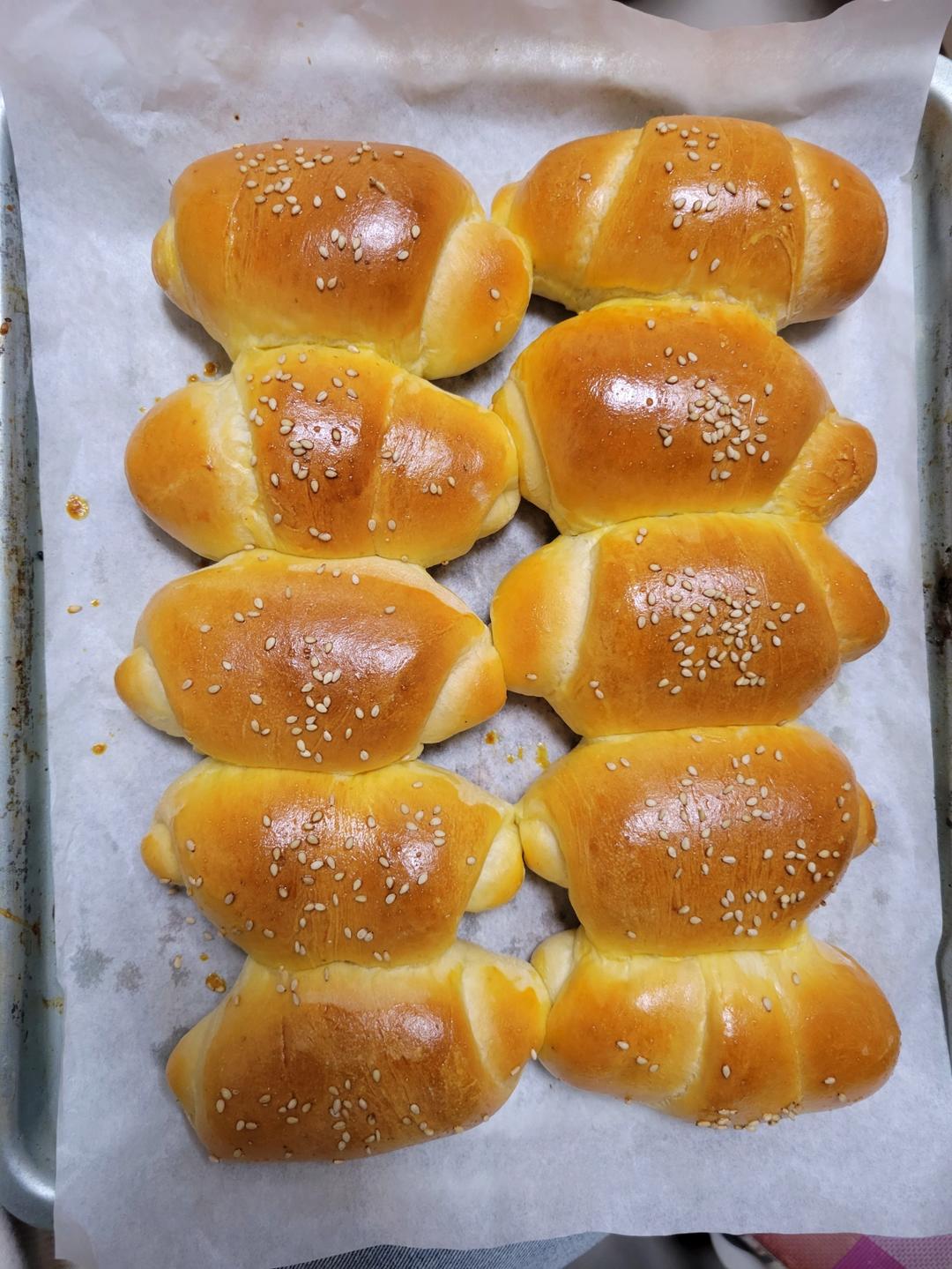 牛奶面包卷🥐（超软超拉丝）一次发酵
