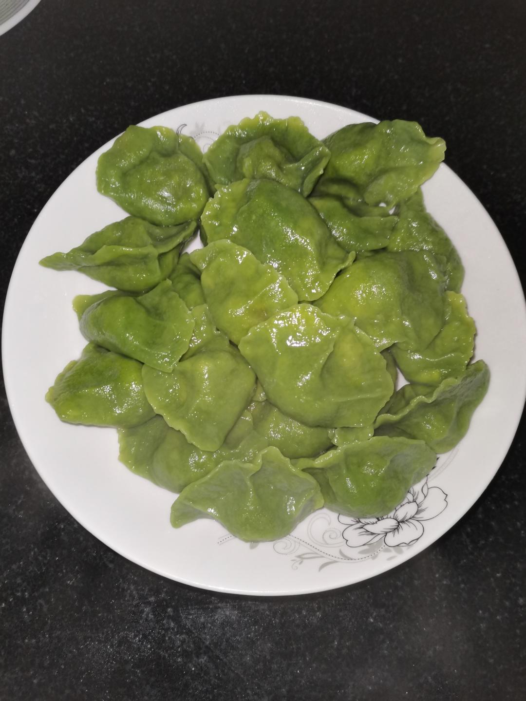 不变色翡翠白玉菠菜饺子 从里到外的菠菜 好看更好吃