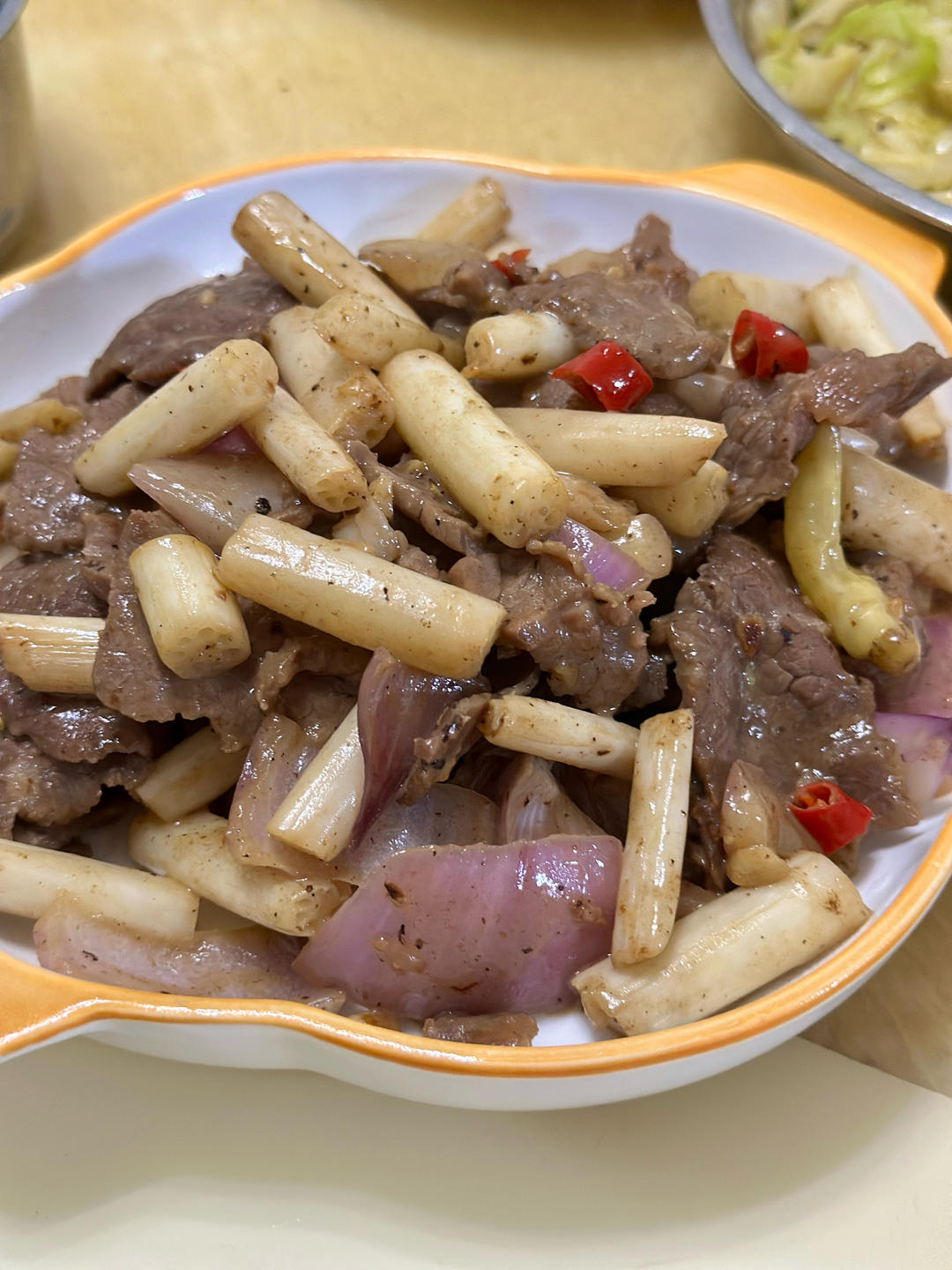 酸辣藕带炒牛肉