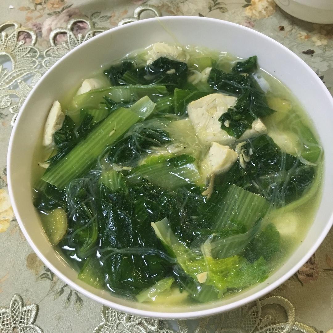 小白菜豆腐粉丝海米汤