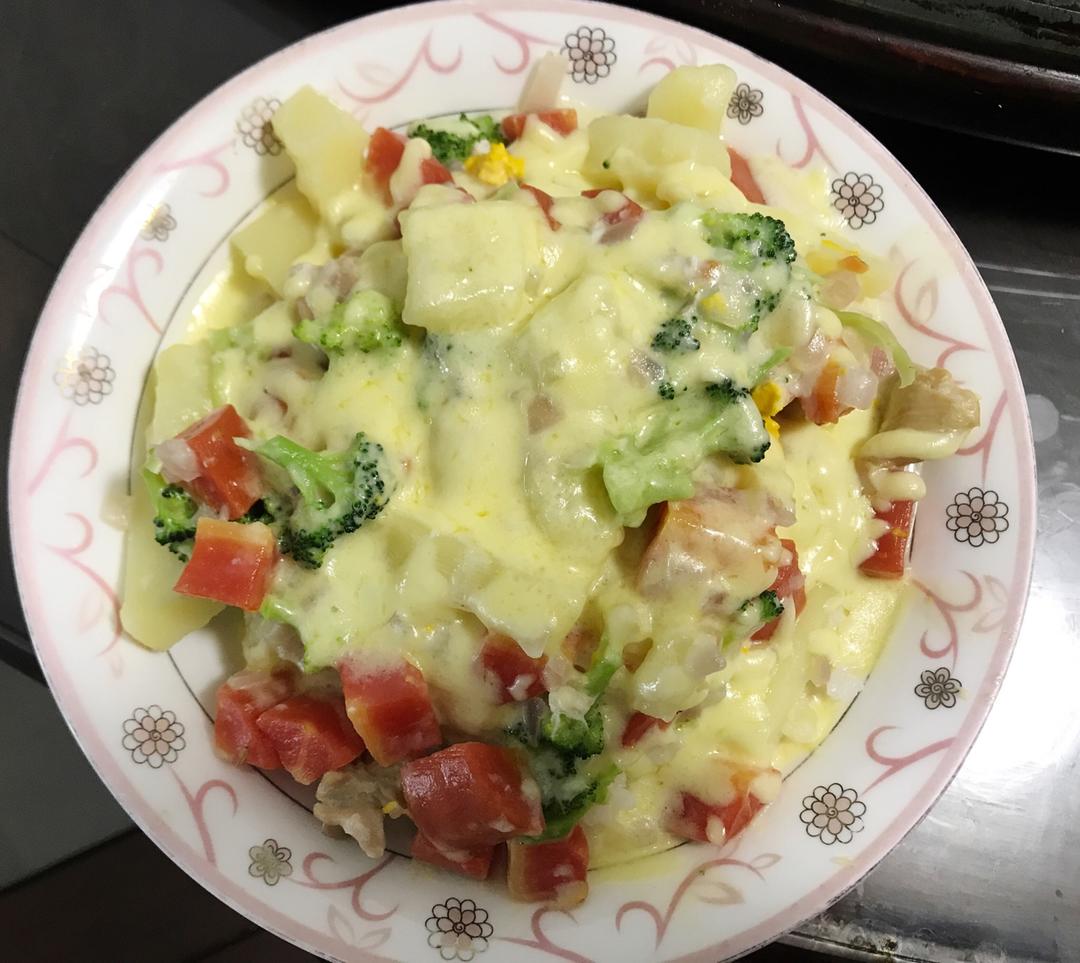 三文鱼奶油炖菜+芝士焗饭【曼食慢语】
