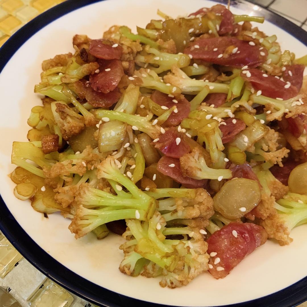 炝炒腊肠花菜