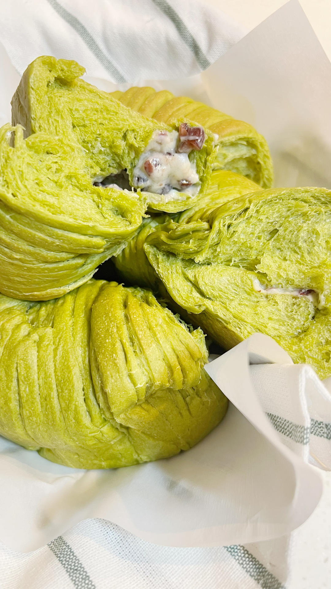 【网红毛线球面包】｜清爽抹茶｜奶酪红豆馅