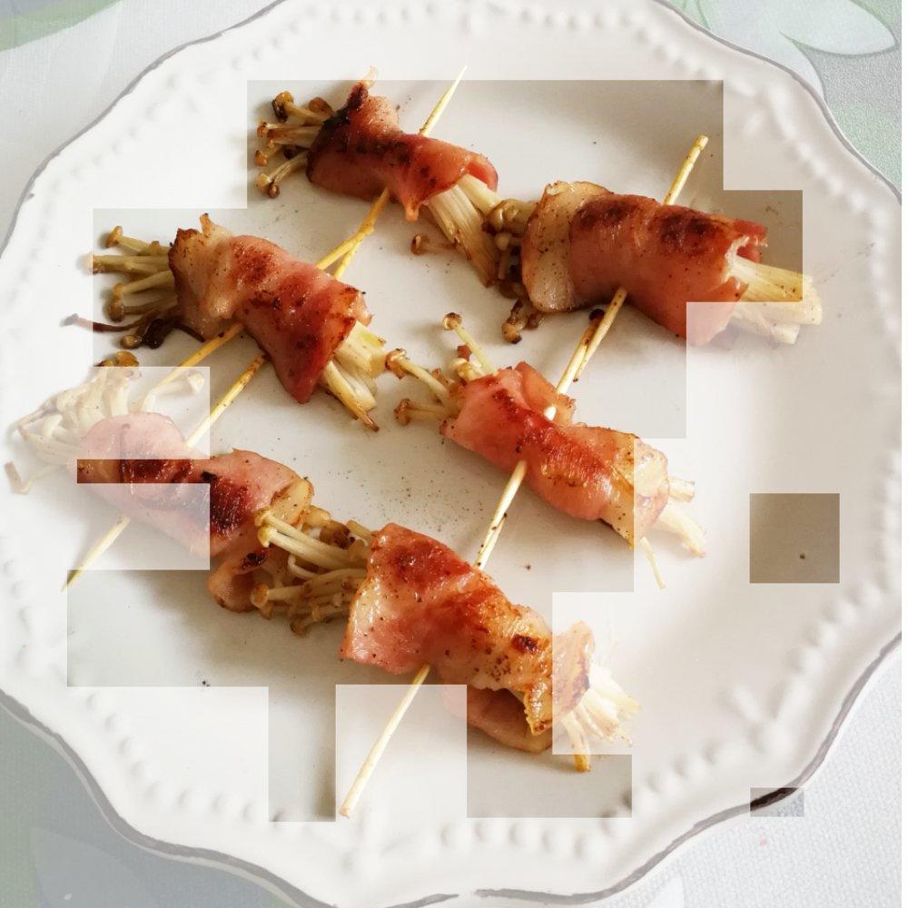 香煎培根金针菇卷