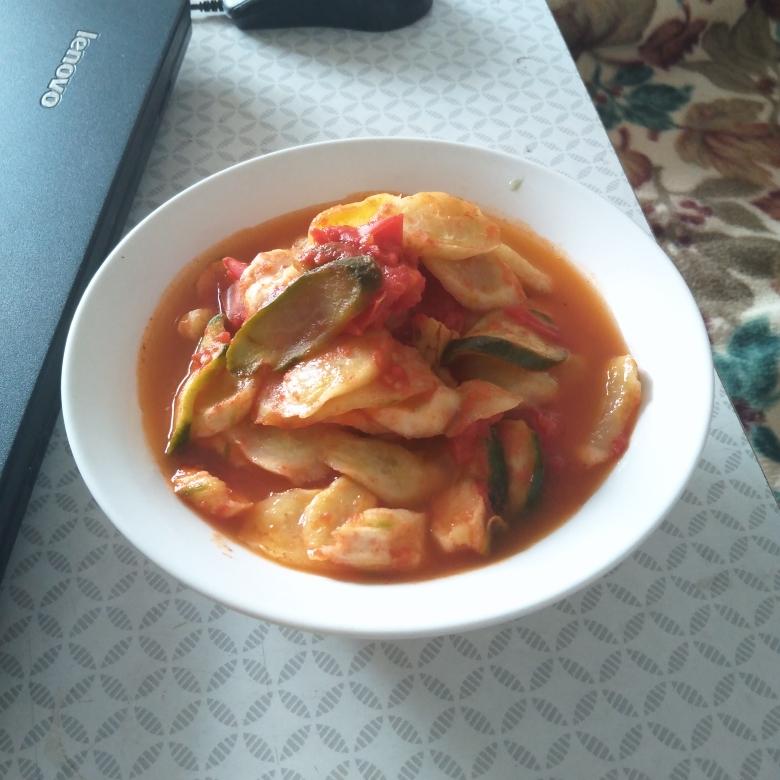 西红柿炒黄瓜【无油素食】