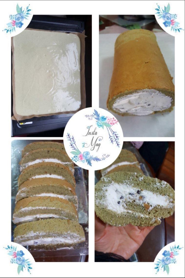 抹茶红豆蛋糕卷