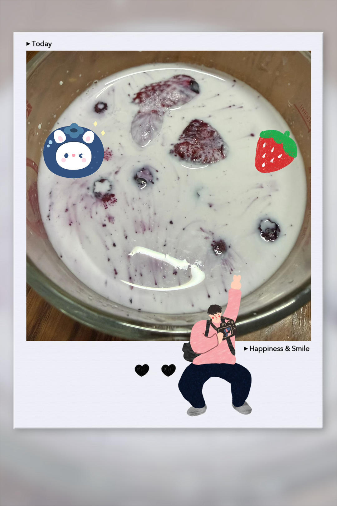 蓝莓草莓牛奶饮