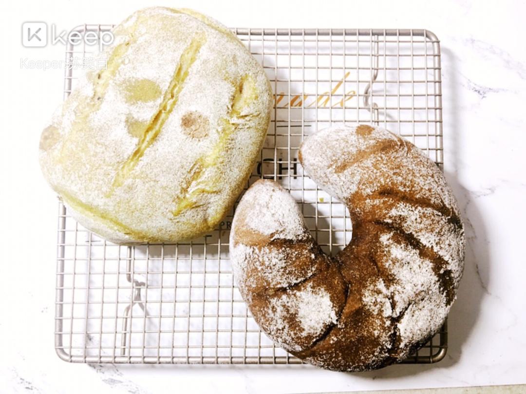 抹茶双色哈斯面包，红豆欧包