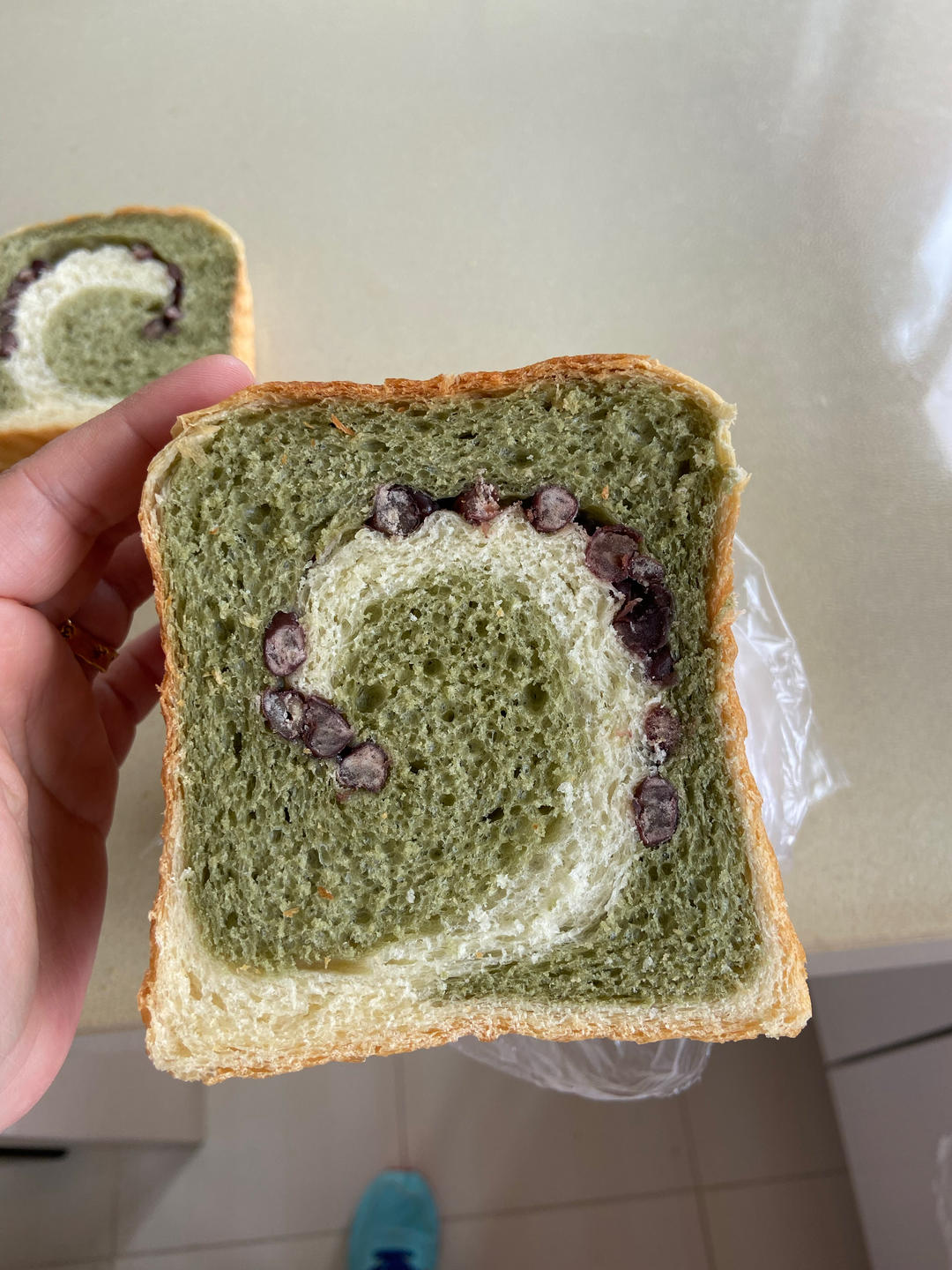 抹茶蜜豆双色吐司