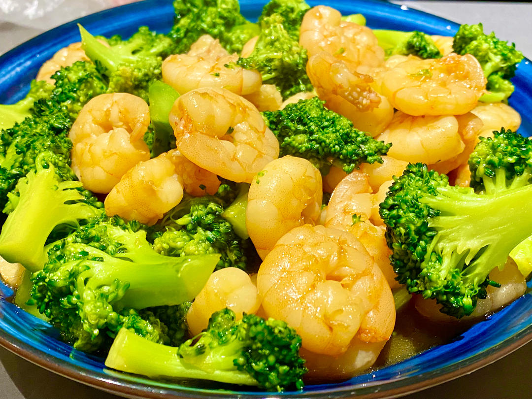 挑战100道家常菜｜半荤｜西兰花炒虾仁