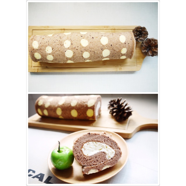 可可奶油波点蛋糕卷