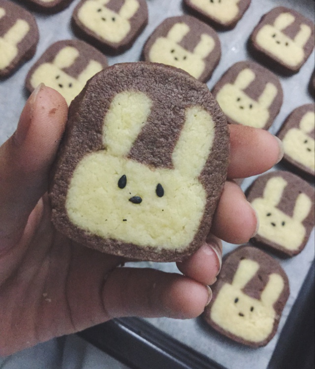 抹茶兔兔曲奇（比熊猫简单！超详细实物图+超良心手绘图）