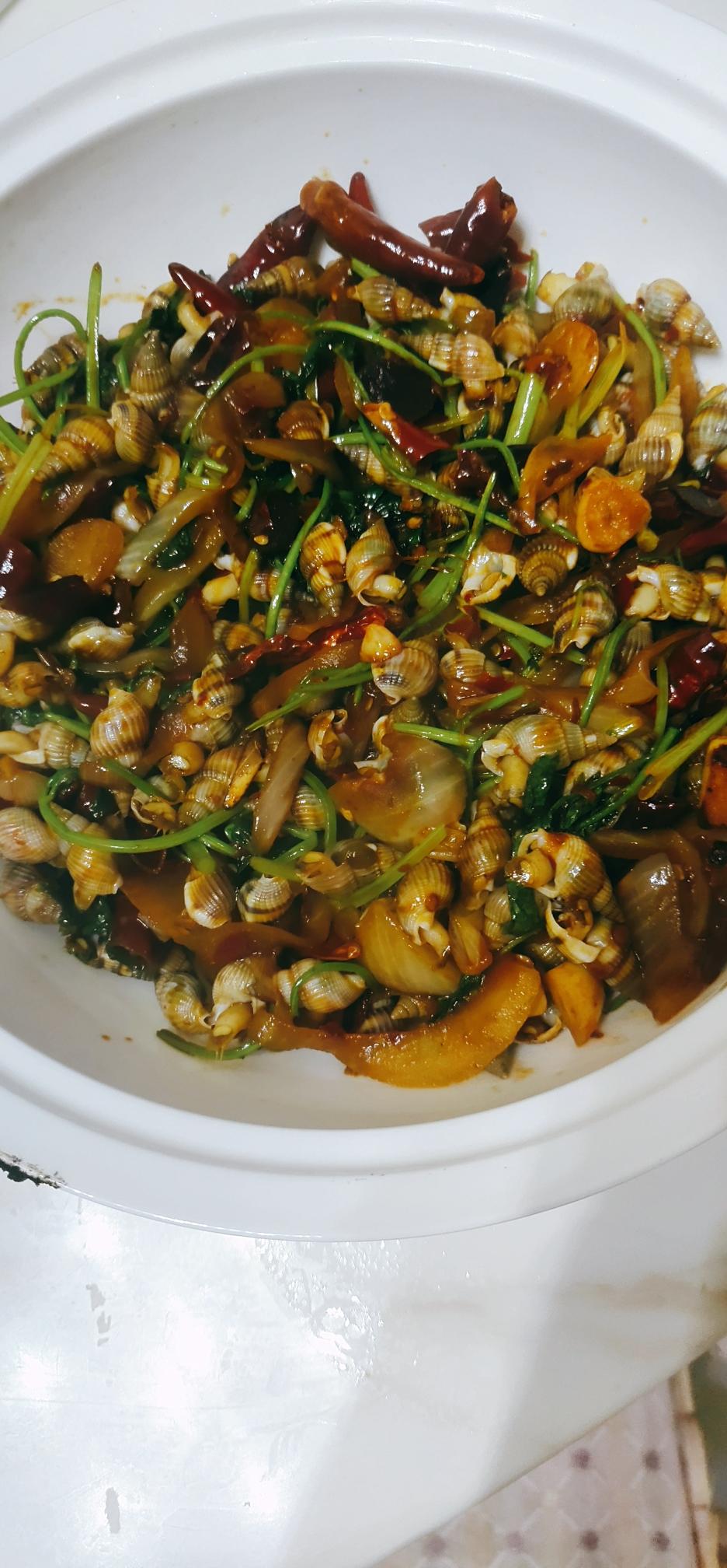 辣炒海螺丝快手版新手必会的做法