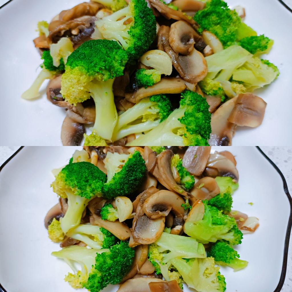 零卡低脂的西蓝花炒口菇的做法