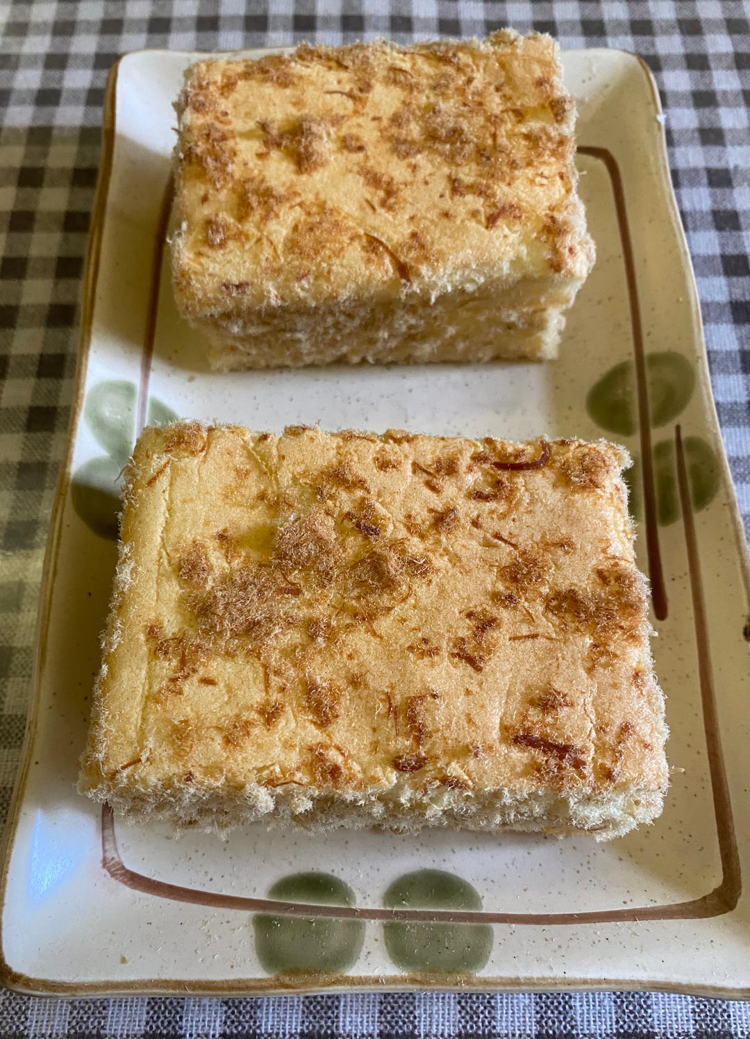 不用卷的肉松蛋糕～