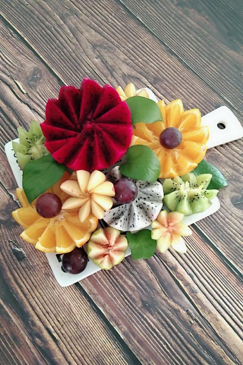淡然若水wf做的巧切水果花(附小视频)