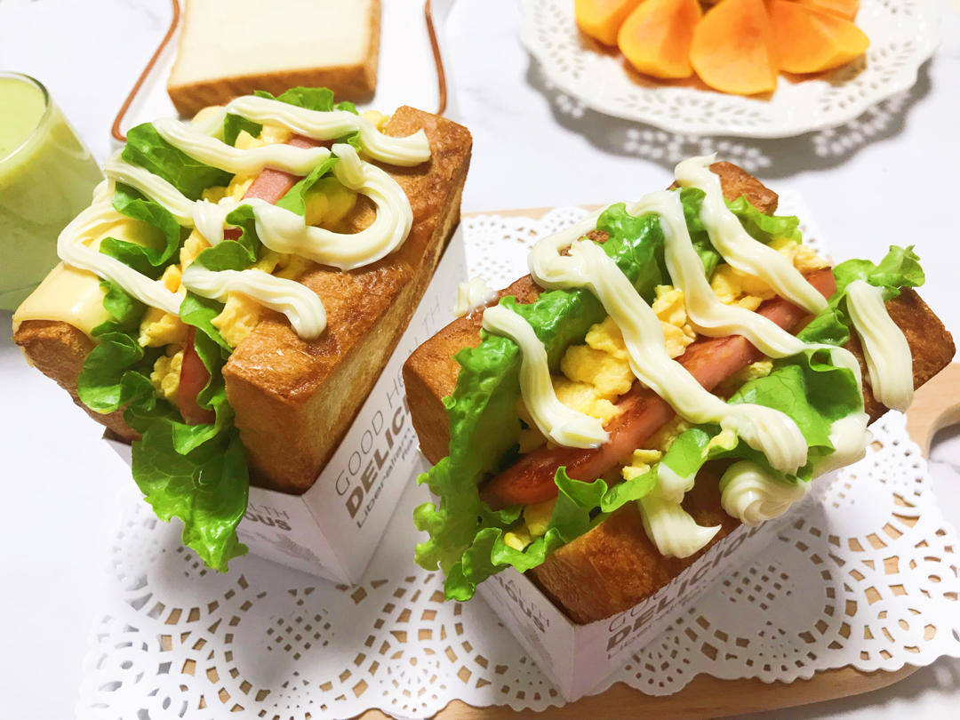 网红EGG DROP芝士厚蛋烧三明治 🥪『平底锅美食』