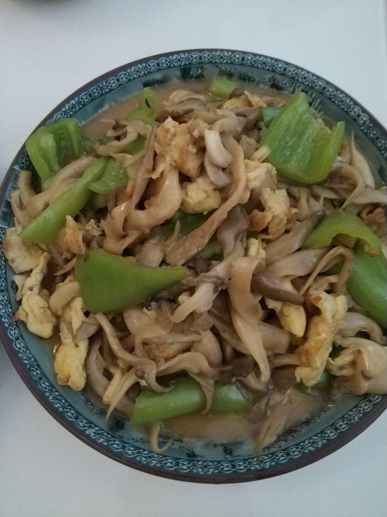 平菇青椒炒鸡蛋 好吃又营养的超快手家常菜
