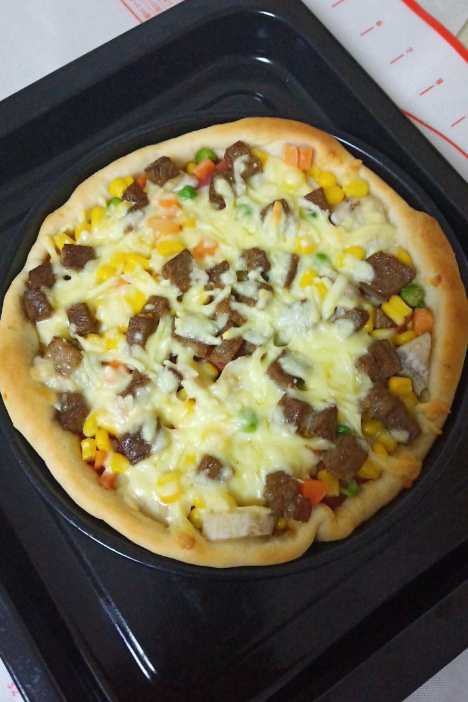 【新奥尔良鸡肉蘑菇披萨(附超简单饼坯做法)图片】天才小硕鼠_下厨房