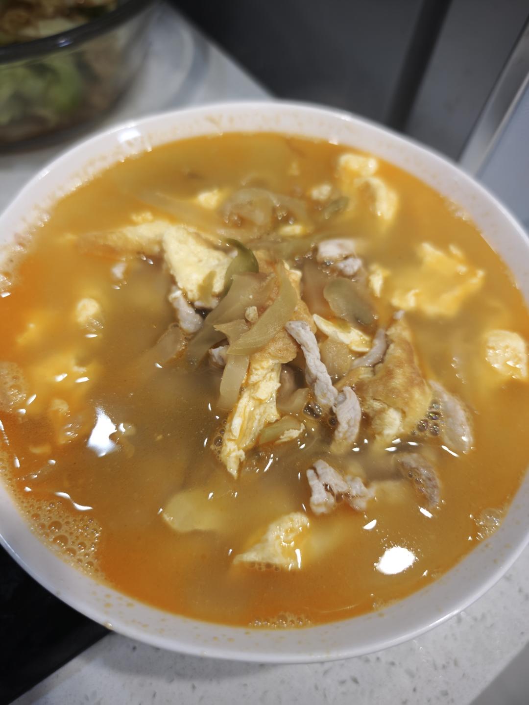 榨菜肉丝蛋花汤，5分钟出餐