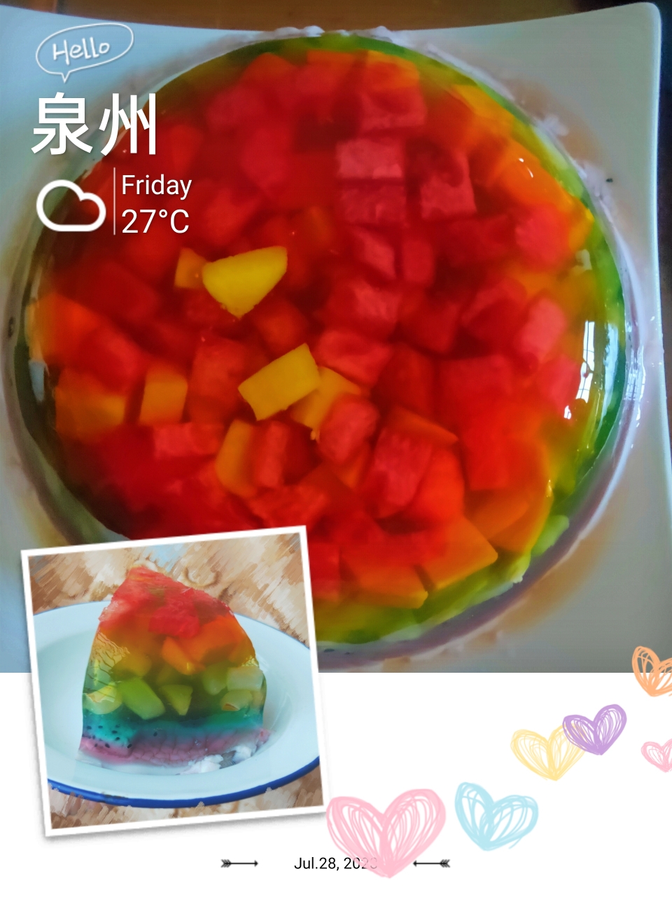 彩虹水果布丁蛋糕的做法