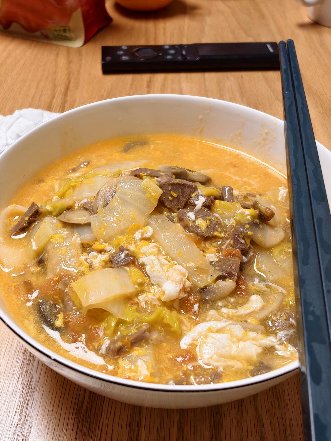 快手西红柿白菜炝锅面