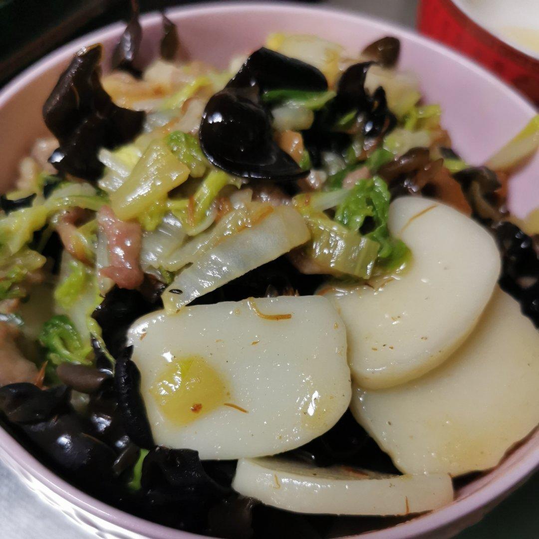 白菜肉丝炒年糕
