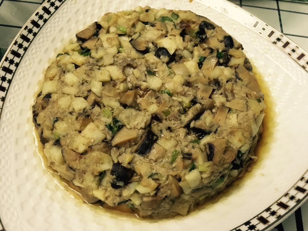 马蹄鲜菇蒸肉饼