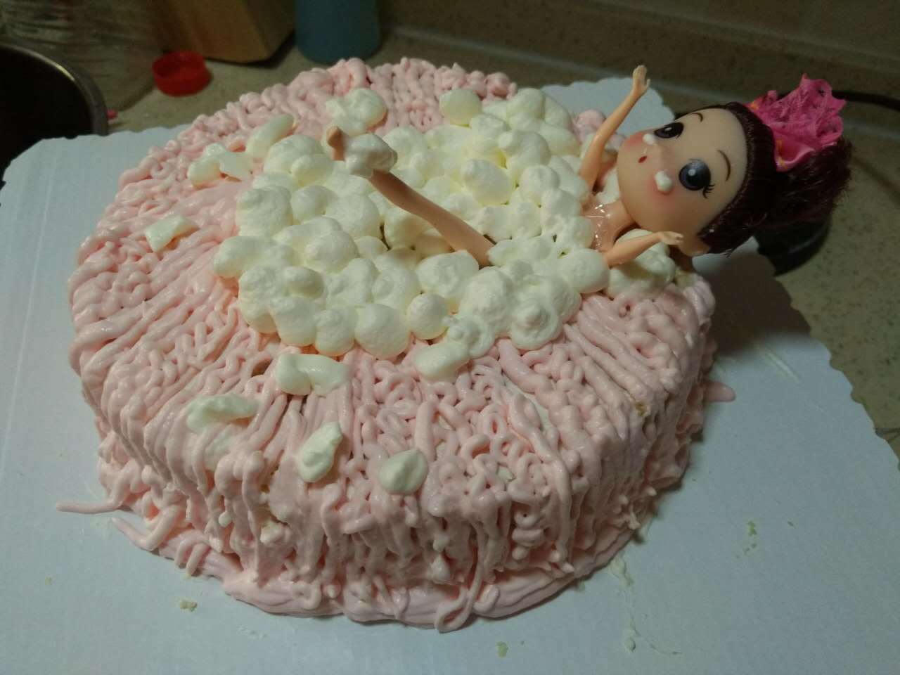泡泡芭比 洗澡娃娃 粉红娃娃 8寸奶油蛋糕