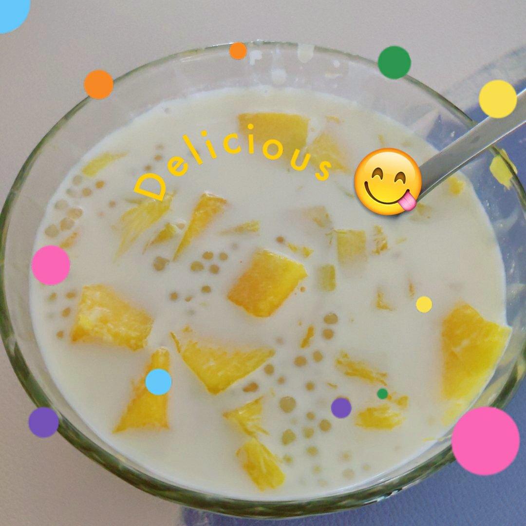 港式甜品——杨枝甘露(芒果西米露)附芒果花切法