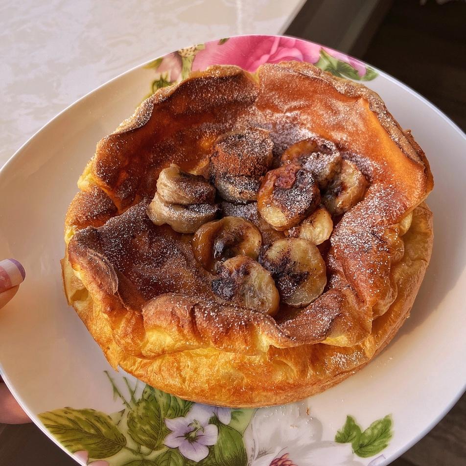 一只鸡蛋用量的荷兰宝贝松饼【肉桂苹果dutch baby】