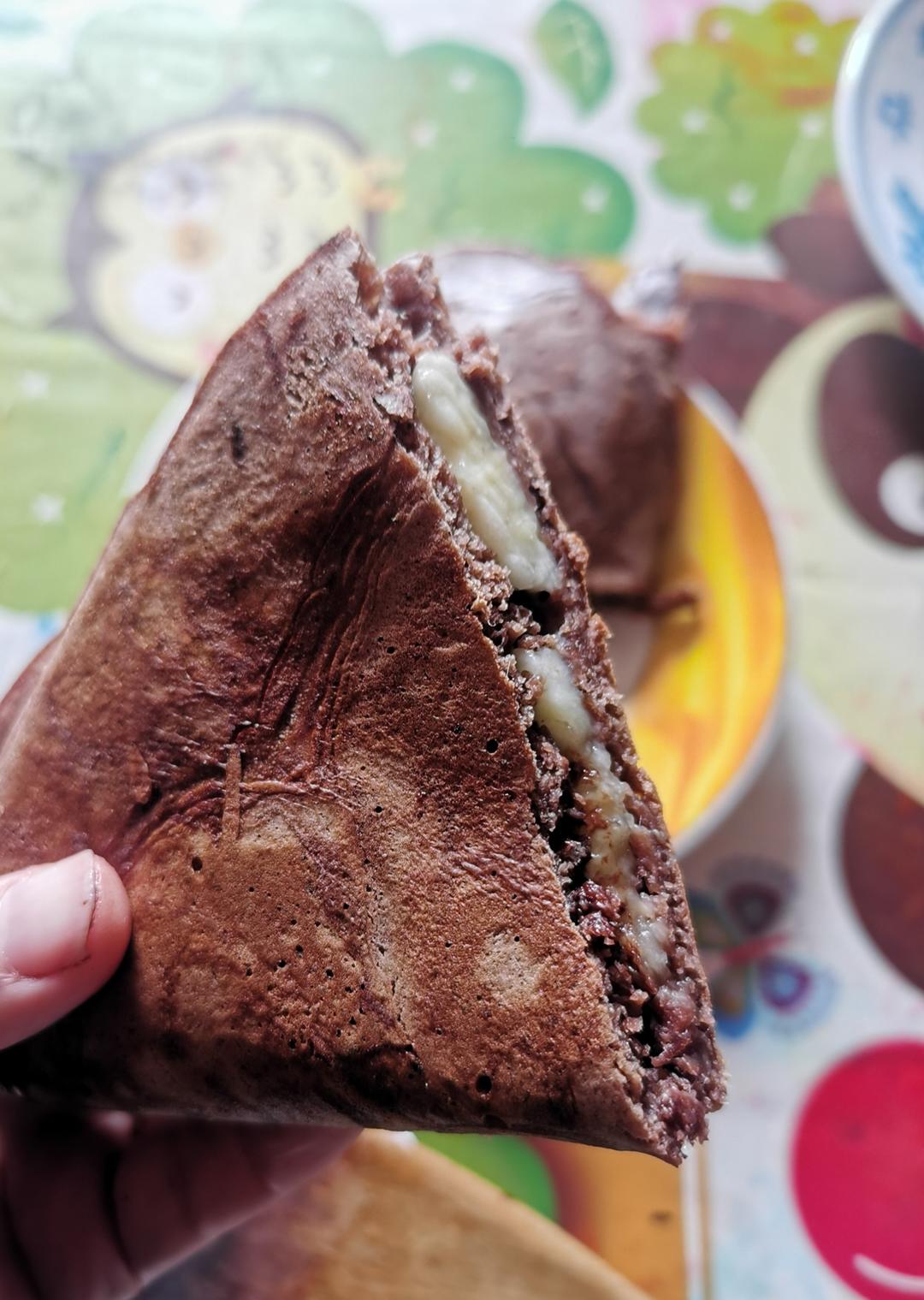 一口平底锅搞定✨松软可口🍫香蕉巧克力松饼