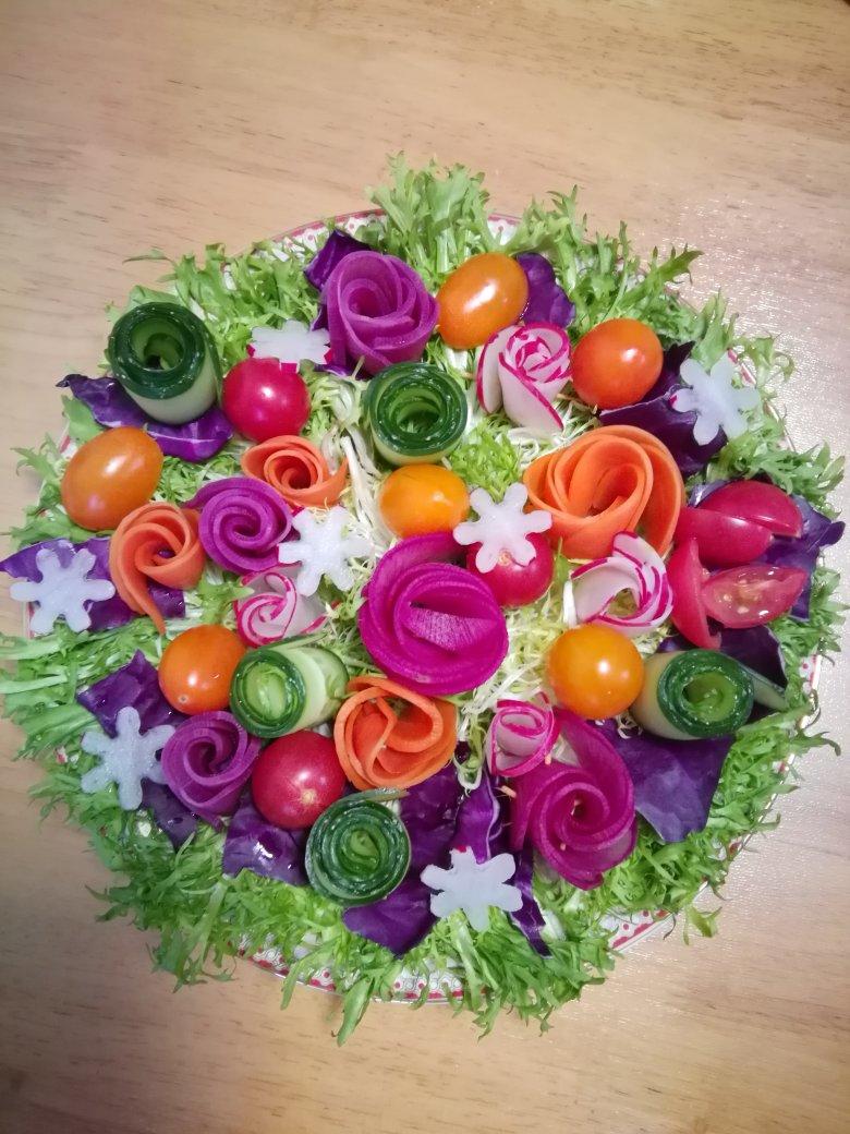 🌸花开富贵∣时蔬玫瑰花朵沙拉🌸