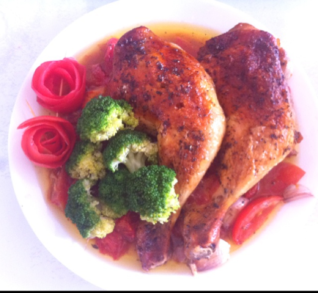 香蒜蕃茄烤鸡腿