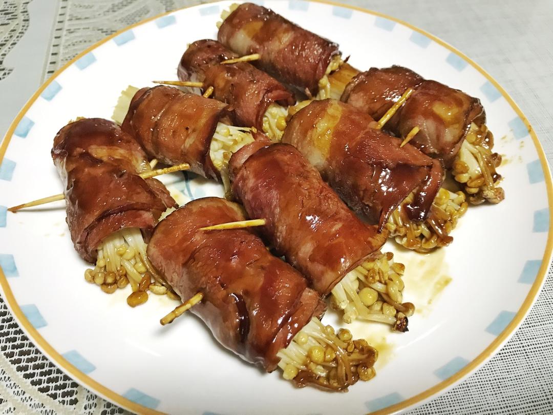 酱烤金针菇培根卷