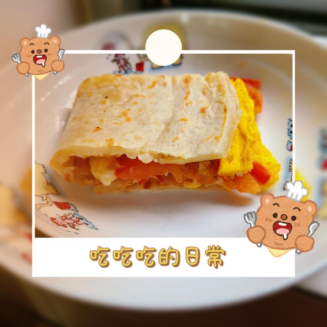 番茄鸡蛋芝士卷饼