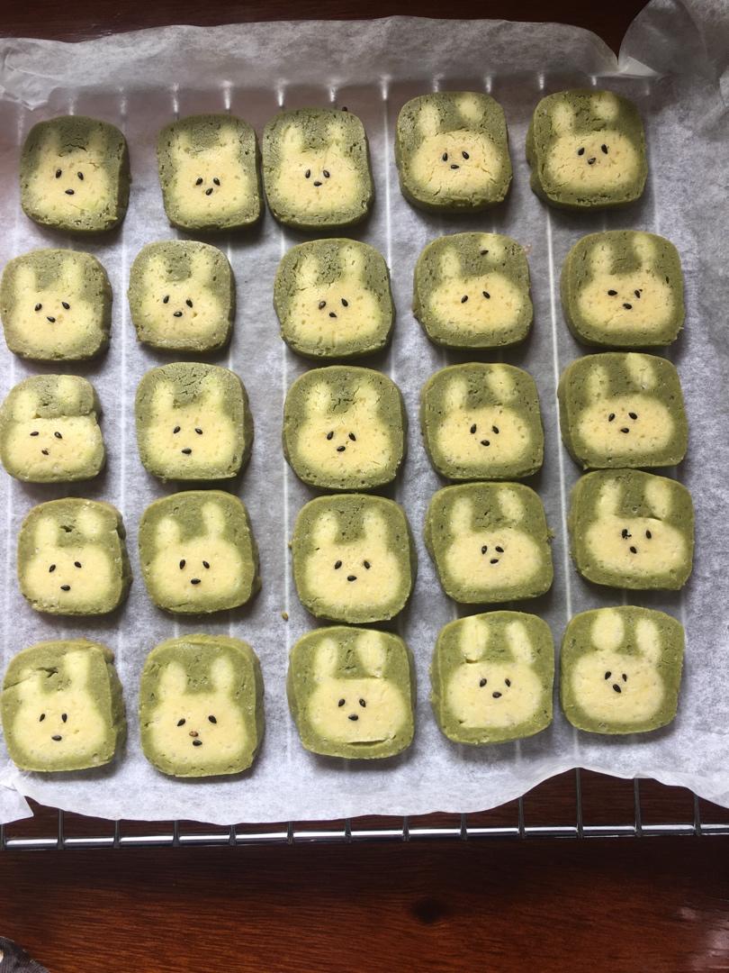 抹茶兔兔曲奇（比熊猫简单！超详细实物图+超良心手绘图）