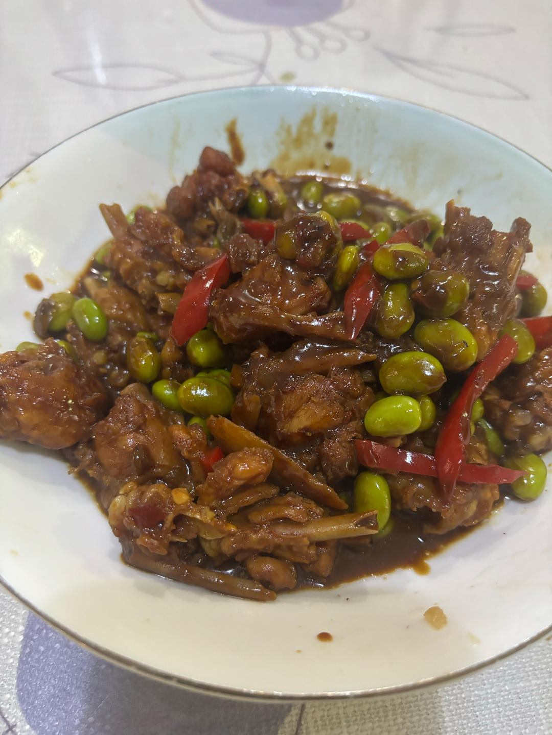 毛豆米烧鸡-3块钱的毛豆米搭配17块钱的童子鸡，竟然是一道下酒又下饭的家常菜，袁姗姗学一次就学会了