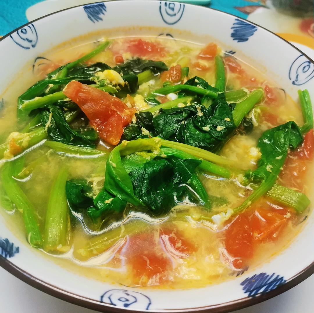 番茄鸡蛋菠菜汤