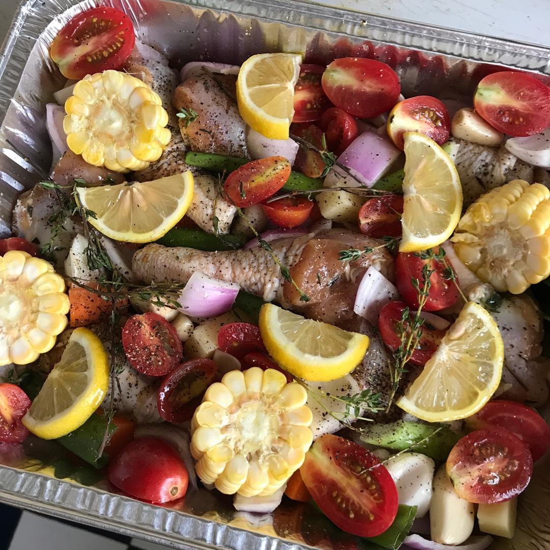 柠香时蔬烤鸡腿（中西合璧）