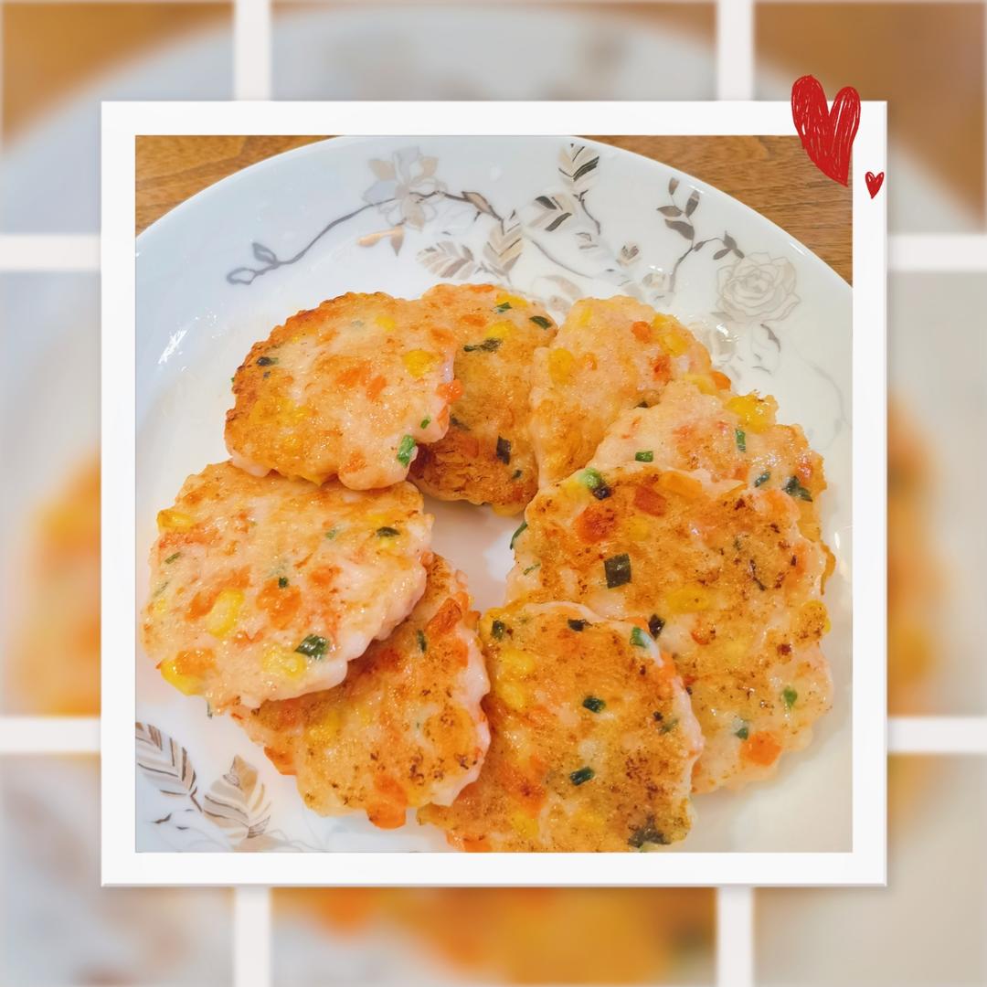 【女儿极力推荐】虾饼颗粒感玉米粒胡萝卜丁早餐搭档满口虾肉健身减脂蛋白质