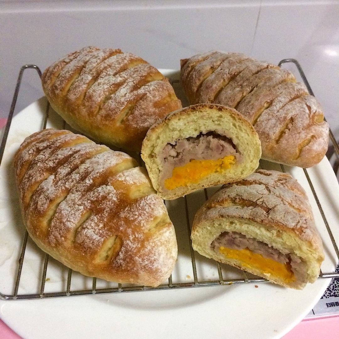 蛋黄芋泥肉松麻薯欧软包（黑麦欧软）软欧包-无需手套膜，低糖少油健康版