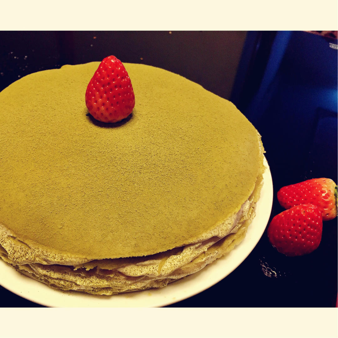 抹茶草莓千层蛋糕（可丽饼）mille crepe cake