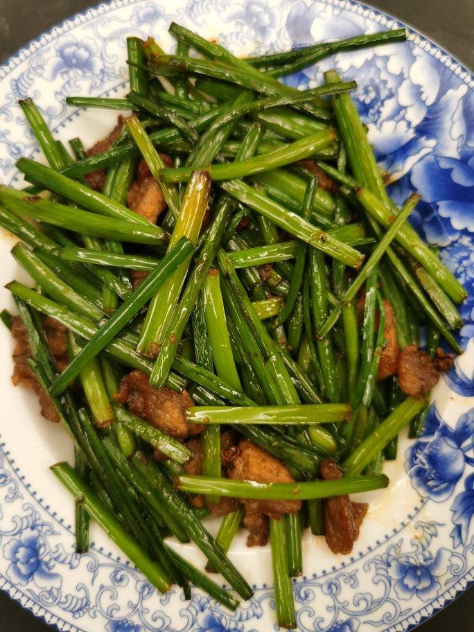 【0335】韭菜苔炒肉丝 <302小厨房>