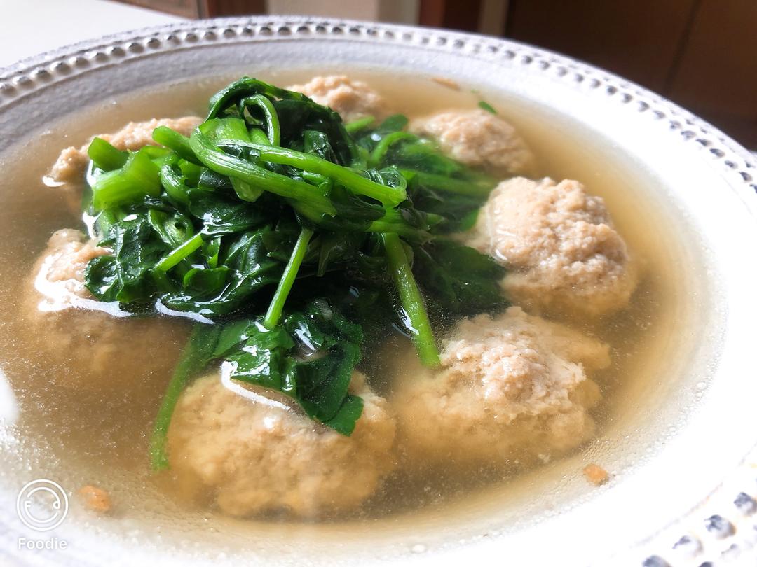 西洋菜马蹄狮子头的做法