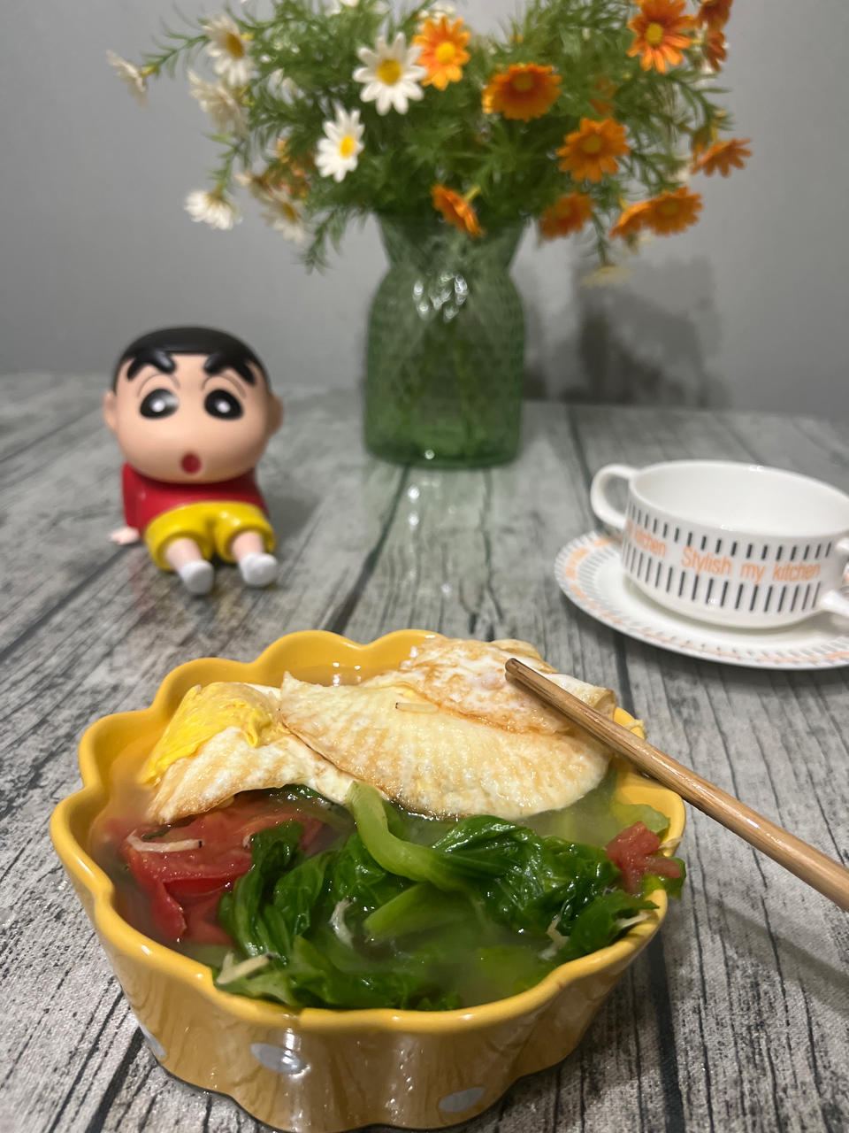 超级刮油掉称的生菜鸡蛋汤