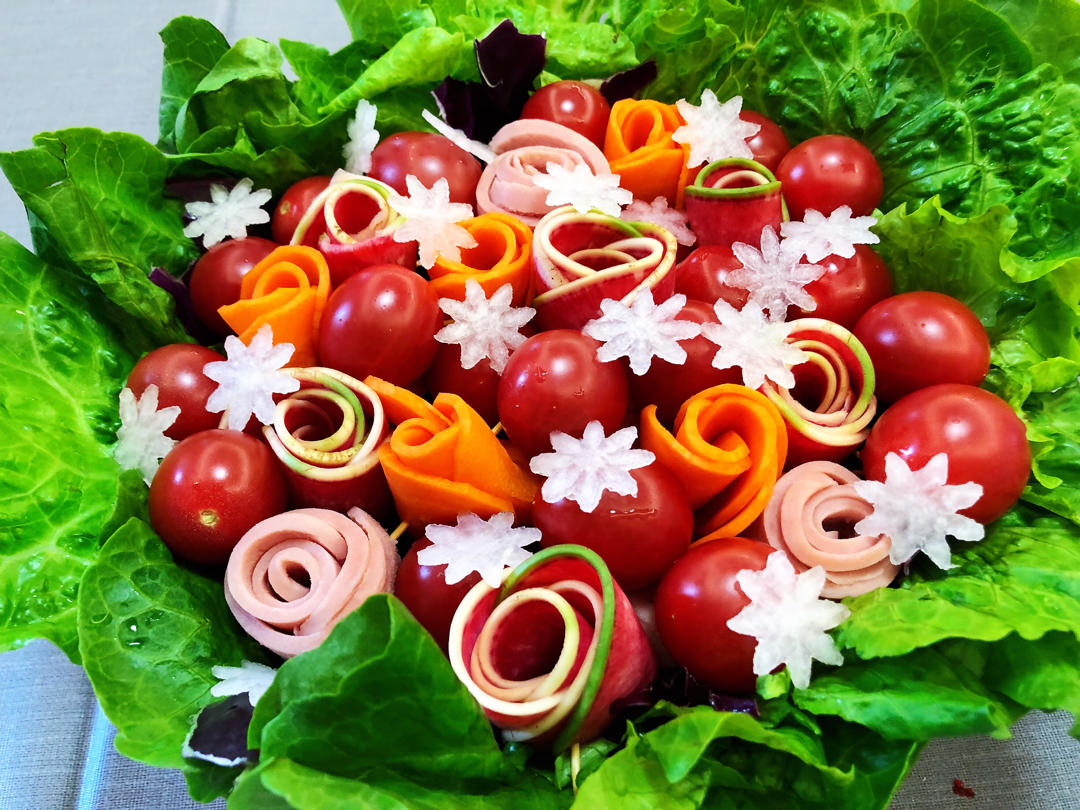 🌸花开富贵∣时蔬玫瑰花朵沙拉🌸