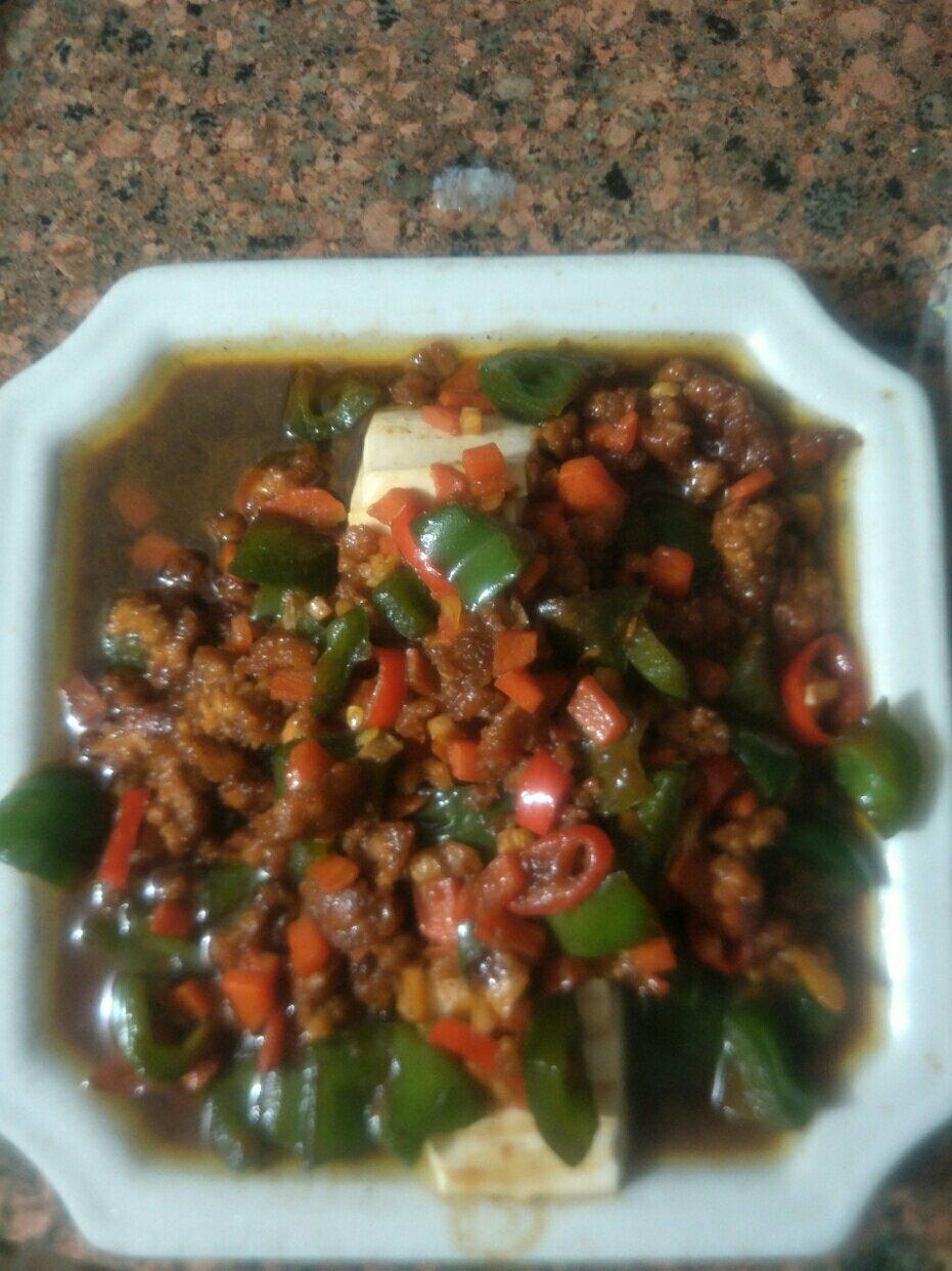 香辣肉末蒸豆腐