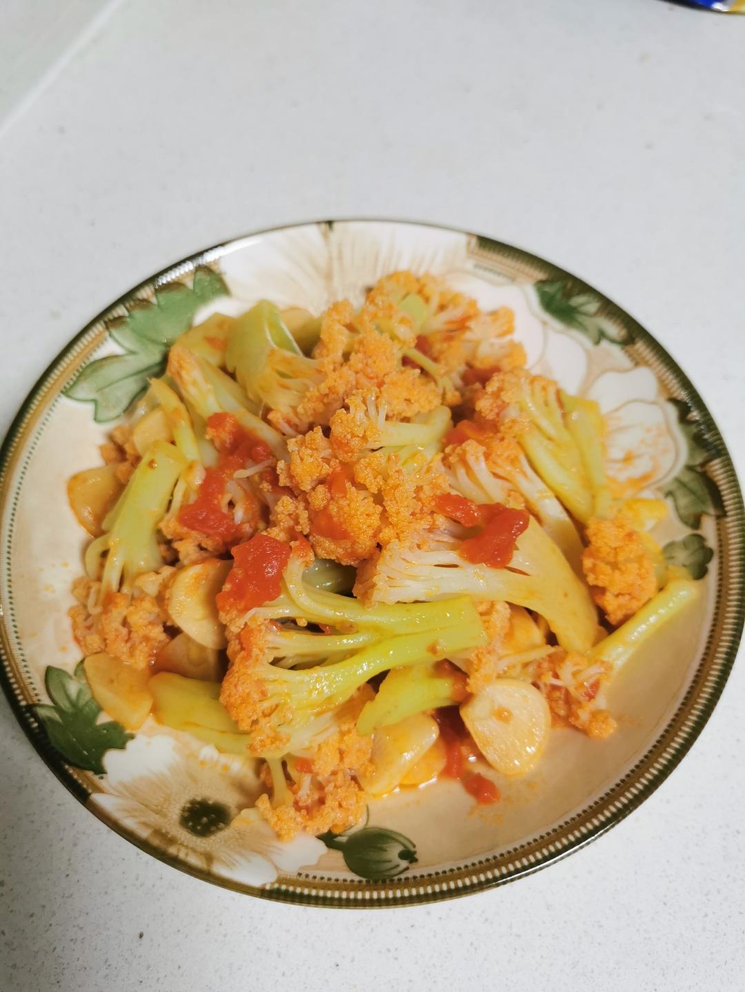 西红柿炒菜花（夏季开胃菜）