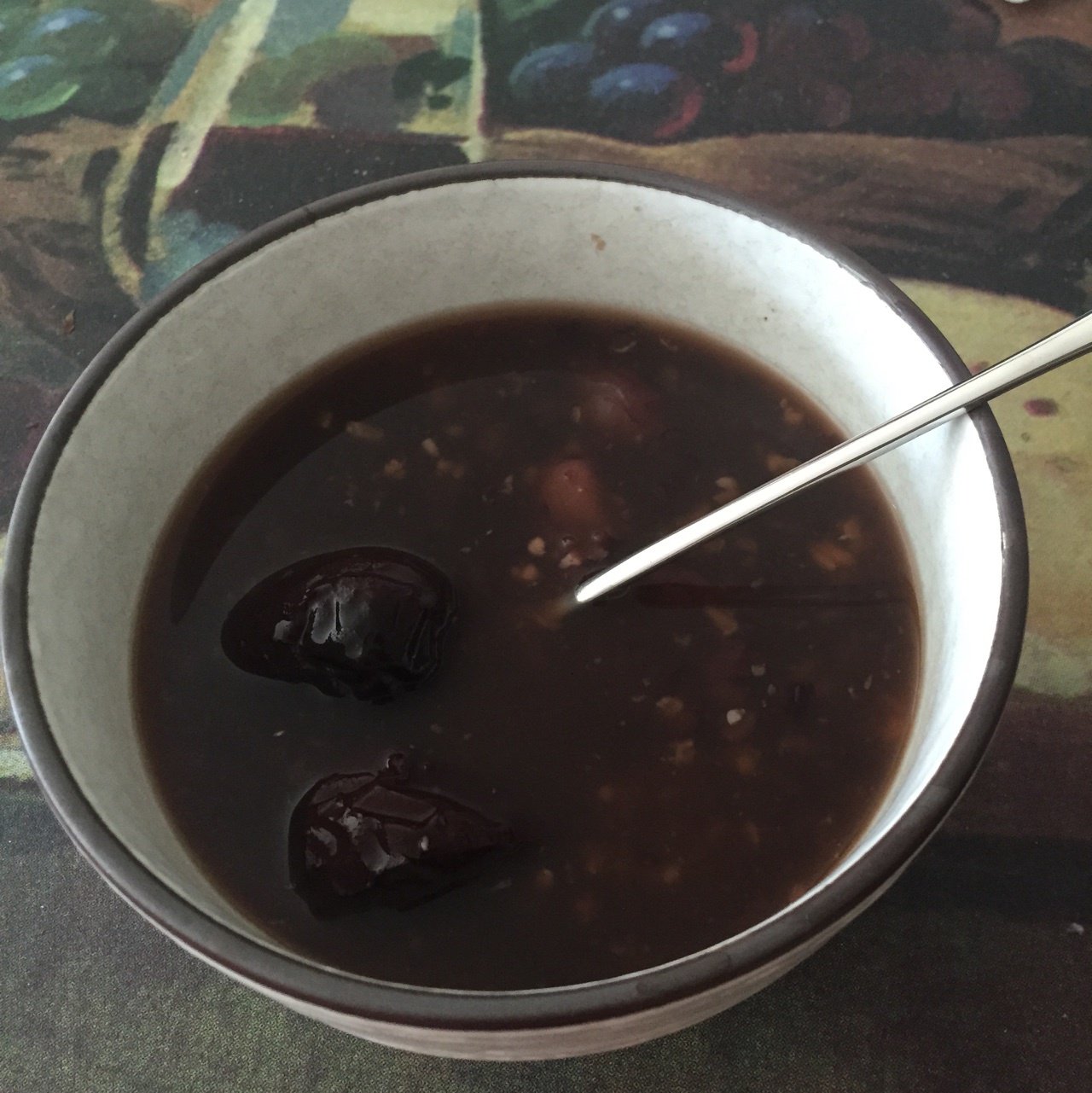 红豆黑米酒酿粥